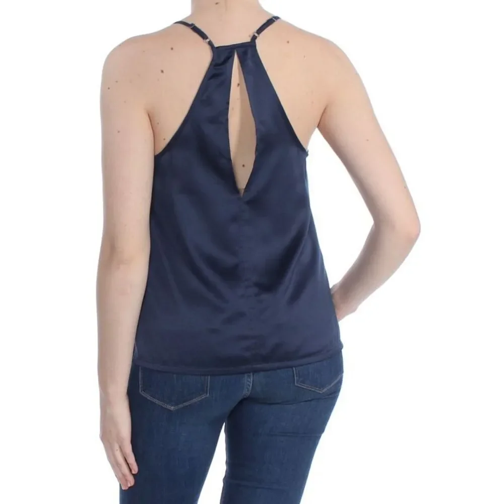 ROXY Womens Navy Camisole Spaghetti Strap V Neck Tank Top M - Picture 2 of 3
